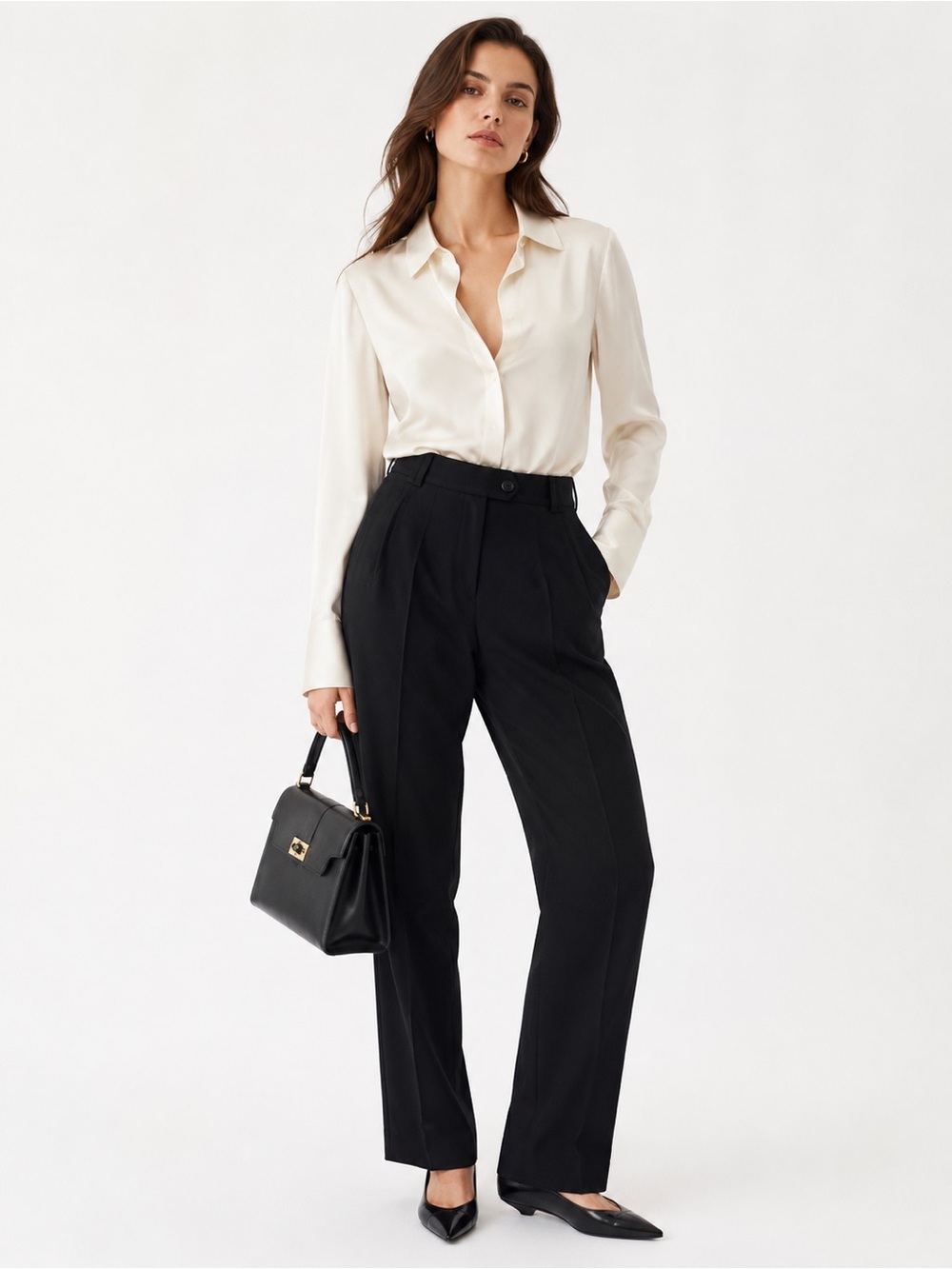 🌺 Escada by Margaretha Ley Black Pure New Wool Tailored Tapered Dress Pants